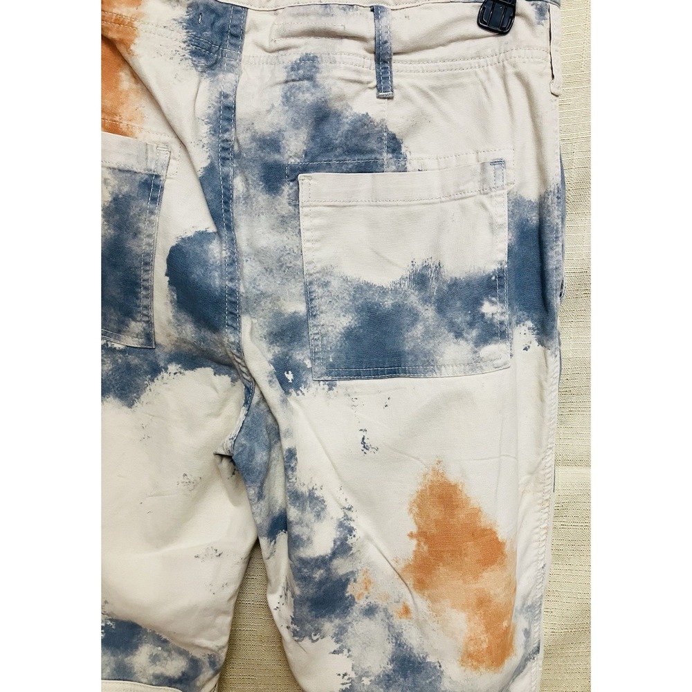 Free People Utility Pants Womens 31 White Blue Orange Excellent Tie Dye Cargo